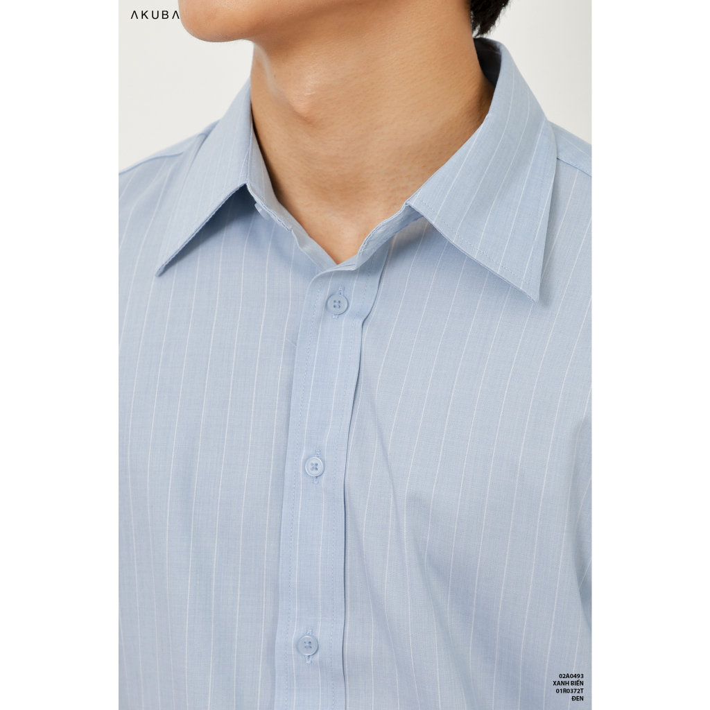 Áo sơ mi nam tay dài Akuba chất vải polyester, chất thun mềm cao cấp, mặc thoáng mát thấm hút mồ hôi tốt 02A0493