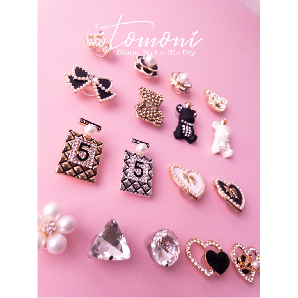 Charm Đính Đá, Jibbitz, Sticker Mặt Đá Kim Loại Trang Trí Giày Dép Sang Trọng MĐ5