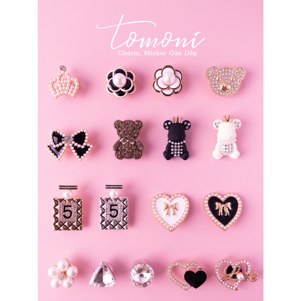 Charm Đính Đá, Jibbitz, Sticker Mặt Đá Kim Loại Trang Trí Giày Dép Sang Trọng MĐ5