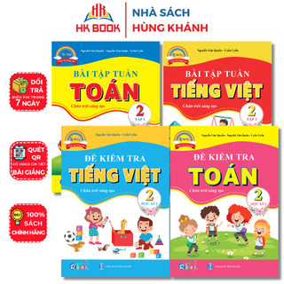 Sách - Combo 4 cuốn Bài Tập Tuần và Đề Kiểm Tra Toán, Tiếng Việt Lớp 2 - Chân Trời Sáng Tạo - Học Kì 1 - Q CT 240