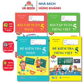 Sách - Combo 4 cuốn Bài tập Tuần và Đề Kiểm Tra Môn Toán, Tiếng Việt Lớp 5 - Tập 2 - Q 541