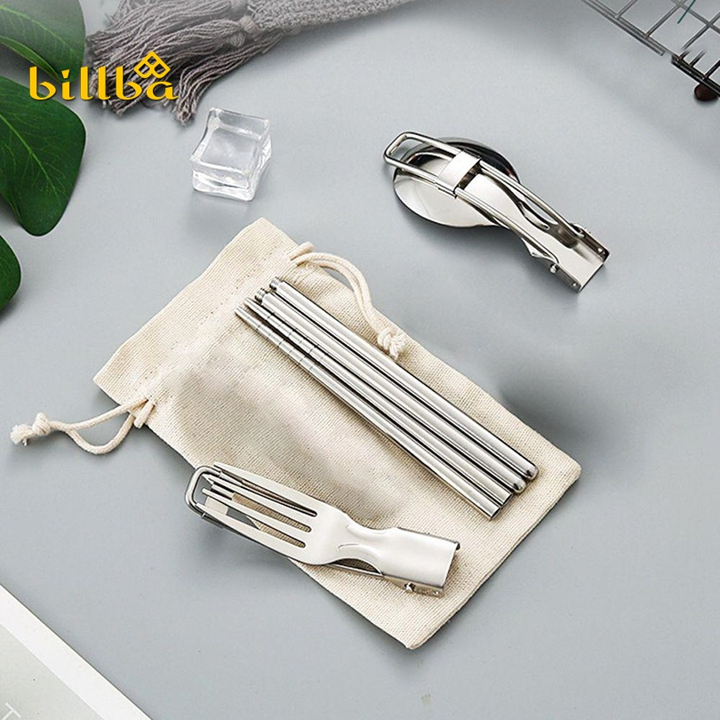 Bộ thìa dĩa đũa gấp gọn dành cho đi dã ngoại cắm trại ngoài trời hay đi phượt BB4274  - Billba outdoors