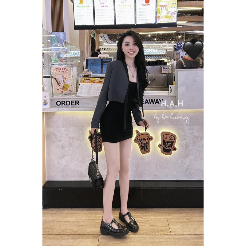 Sét đầm body kèm áo khoác vest hàng đẹp