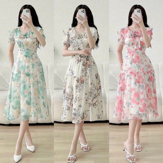 Đầm voan hoa _ đầm thiết kế nhiều form size m.l.xl.2xl