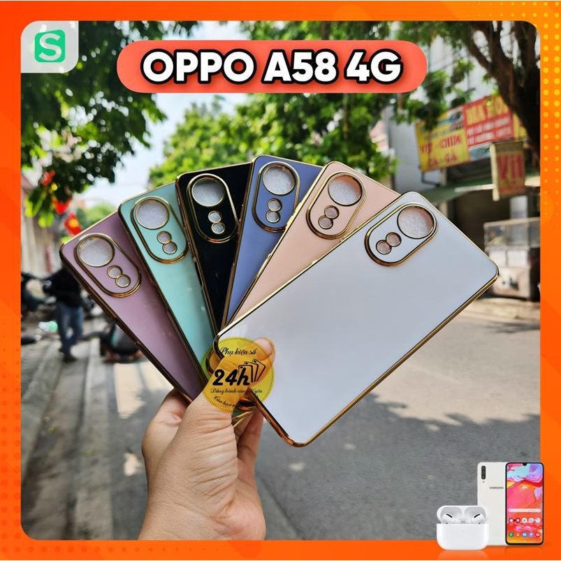 Ốp lưng OPPO A58 4G dẻo màu mạ viền sang trọng bảo vệ camera A58 4G