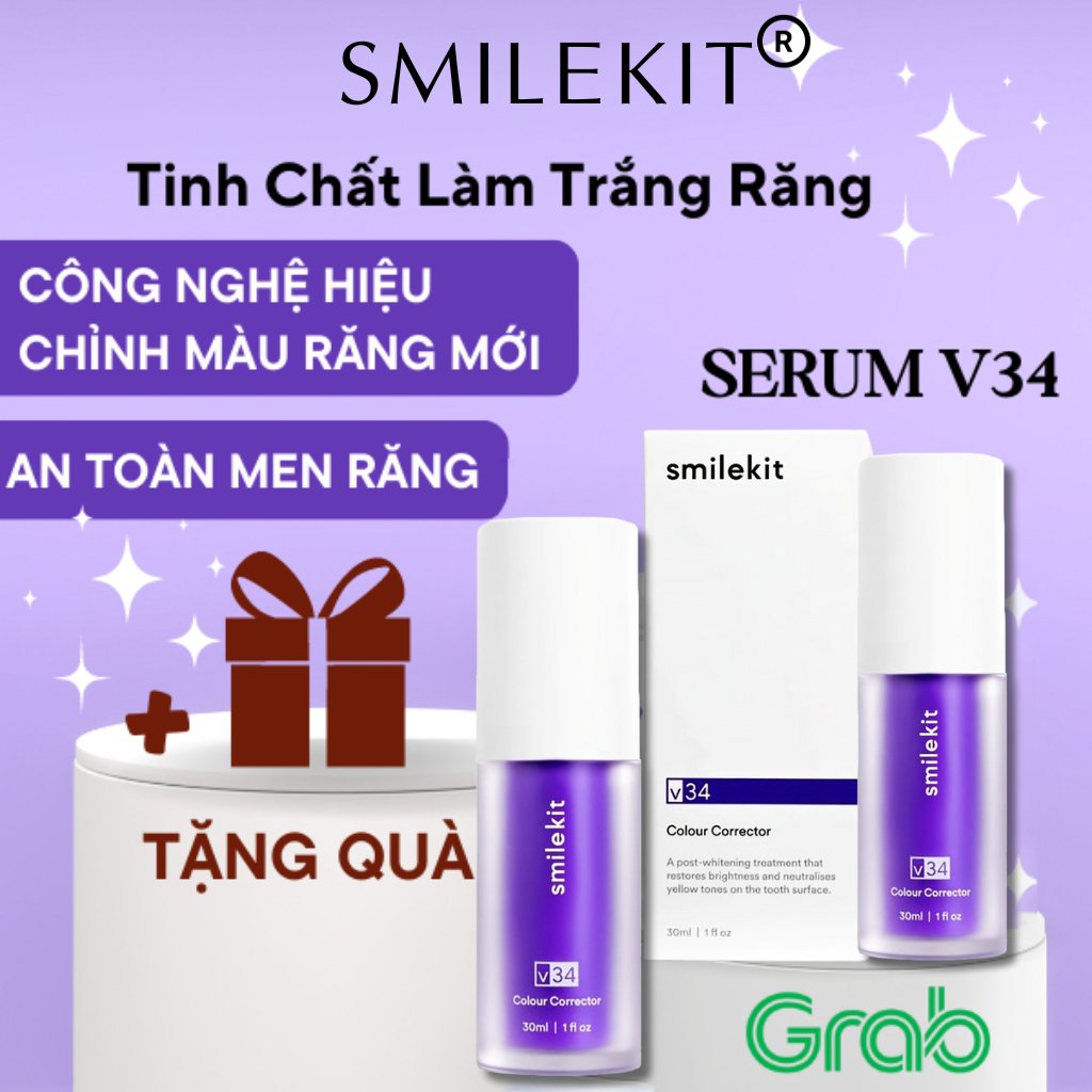 Tinh dầu trắng răng SMILEKIT V34, Tinh chất Serum V34 giúp trắng răng 1 cách tự nhiên, không gây ê buốt cho răng 30ml