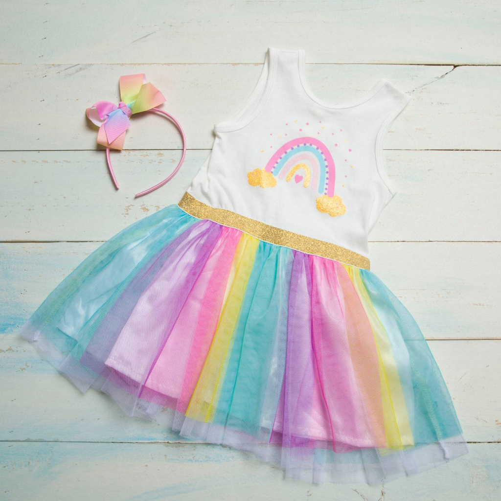 Đầm voan bé gái sắc màu tutu 2-8 tuổi YAMP sát nách in cầu vồng pony mermaid đầm xuất dư bé gái váy đầm trẻ em mùa hè