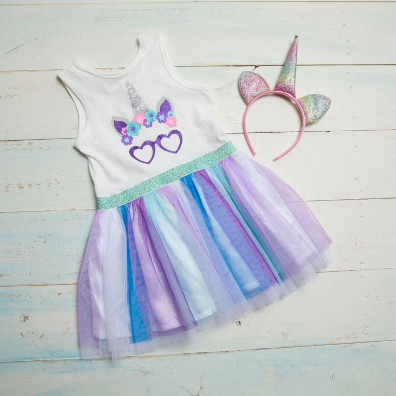 Đầm voan bé gái sắc màu tutu 2-8 tuổi YAMP sát nách in cầu vồng pony mermaid đầm xuất dư bé gái váy đầm trẻ em mùa hè