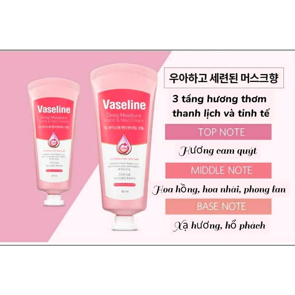 Kem Dưỡng Da Tay & Móng Tay Vaseline Hàn Quốc Deep Moisture Hand & Nail Cream 60ml