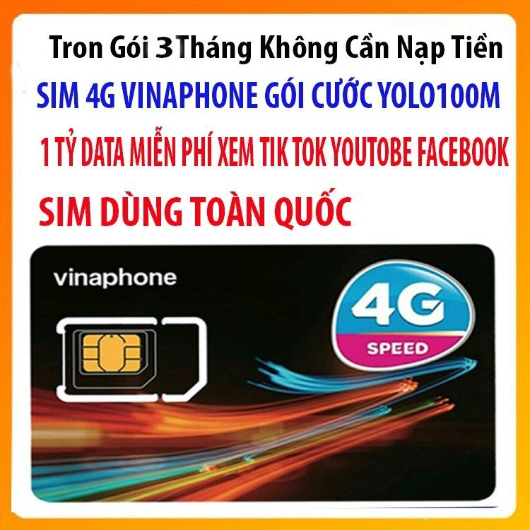 Sim 4G tron gói 3 tháng miễn phí 10 tỷ data youtobe facebook tik tok