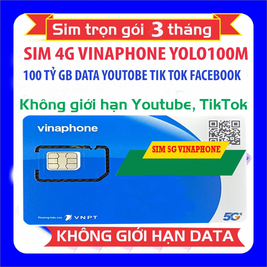 Sim 4G tron gói 3 tháng miễn phí 10 tỷ data youtobe facebook tik tok