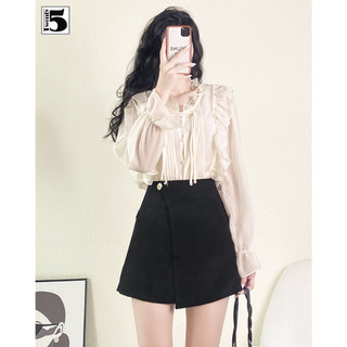 Áo sơ mi nữ Twentyfive dài tay phối viền bèo voan mỏng phong cách tiểu thư 5038