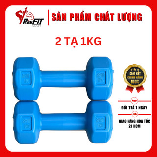 Bộ 2 tạ tay nhựa bát giác Reefit 1kg màu xanh có ruột