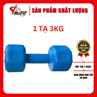 Tạ tay nhựa bát giác Reefit 3kg màu xanh có ruột