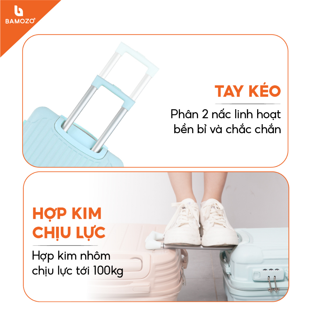 vali du lịch BAMOZO 8801 vali kéo nhựa được bảo hành 5 năm