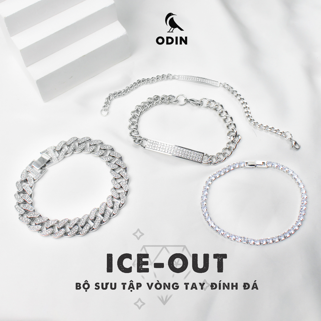 Vòng tay ODIN Ice-out đính đá cz (Tổng hợp các mẫu vòng tay đính đá) - Thép Titan 316L - Bảo hành TRỌN ĐỜI