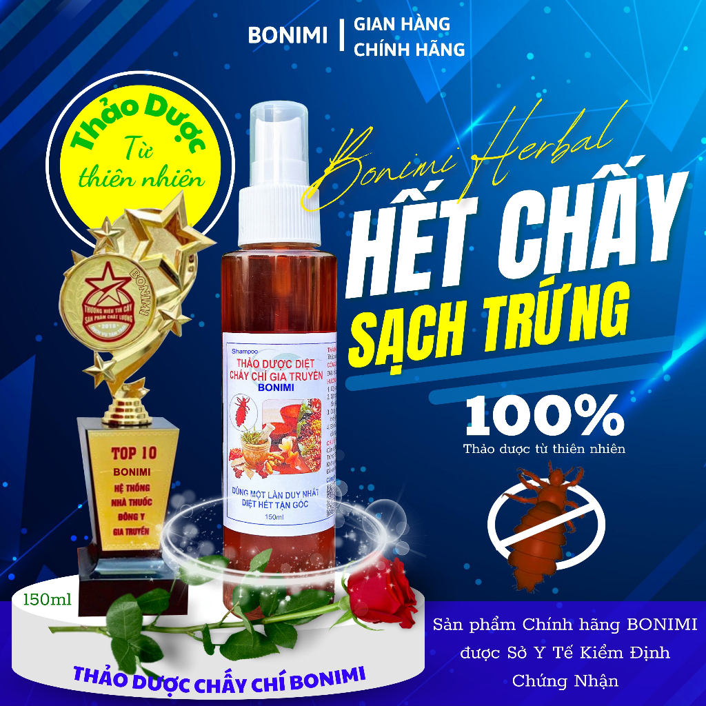 Ủ Chấy Bonimi Thảo Dược. Dầu Gội Diệt Chấy Chí TQBonimi. Ủ Chấy Gia Truyền. Hết Chấy Sạch Trứng. Ủ Chấy Chí 150ml