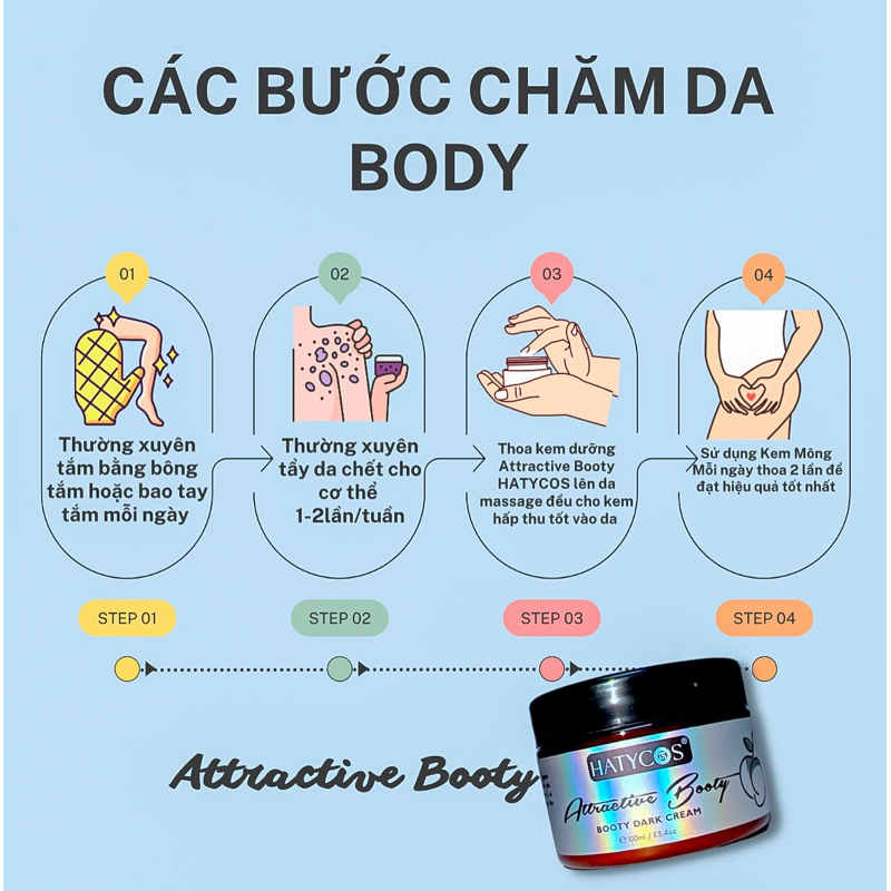 Kem Siêu Dưỡng Trắng Mông HATYCOS Duỡng ẫm Mờ Thâm mông Bẹn , Khuỷ tay và chân