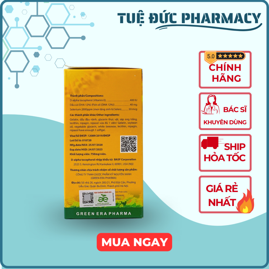 Vitamin E 400 IU Obeepherol DHA  thực phẩm bảo vệ sức khỏe