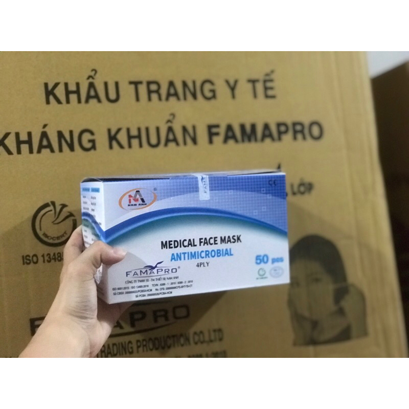 CHÍNH HÃNG -  KHẨU TRANG Y TẾ 4 LỚP NAM ANH TRẮNG/XÁM/XANHN