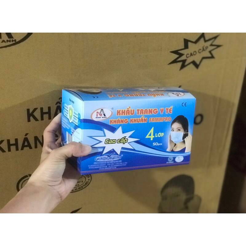 CHÍNH HÃNG -  KHẨU TRANG Y TẾ 4 LỚP NAM ANH TRẮNG/XÁM/XANHN