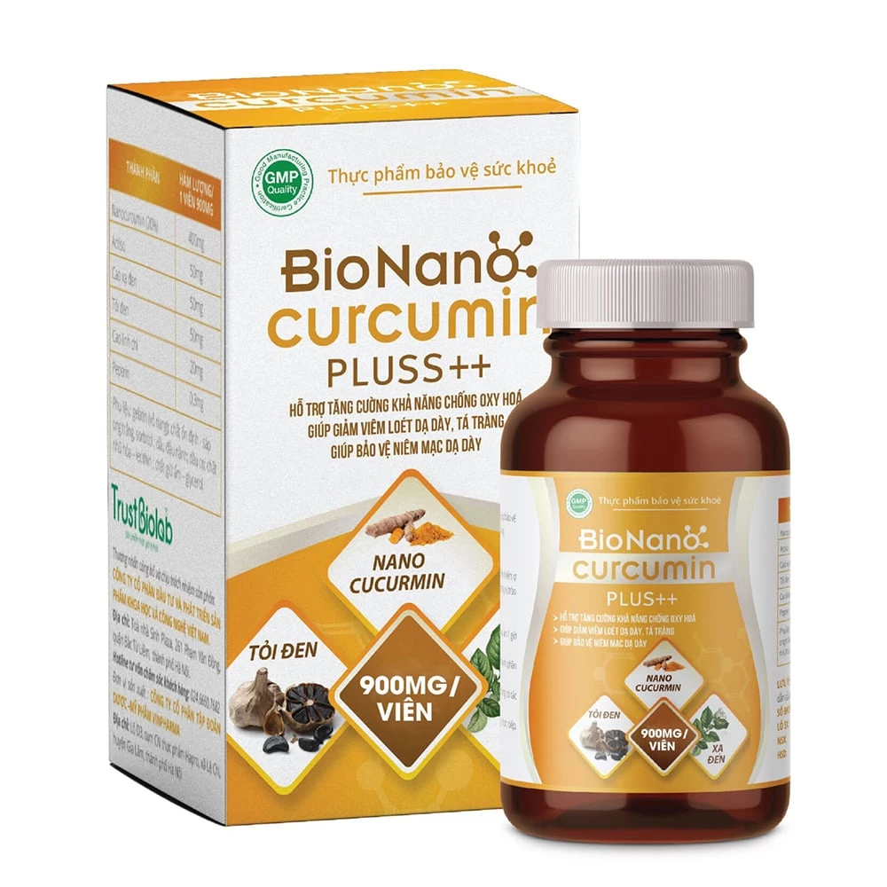 Bio Nanocurcumin Pluss++ Hỗ Trợ Giảm Loét Dạ Dày Tá Tràng (Hộp 30 Viên)