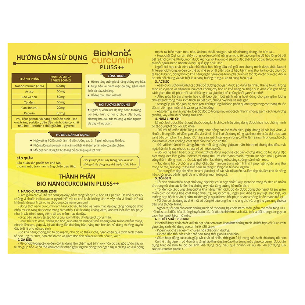 Bio Nanocurcumin Pluss++ Hỗ Trợ Giảm Loét Dạ Dày Tá Tràng (Hộp 30 Viên)