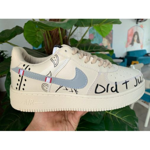 Giày NIKE_ AF1 Be Sữa Nam Nữ, Sneaker Nike_Air Force 1 Low " Brooklyn " Sail Black Full Box Bill