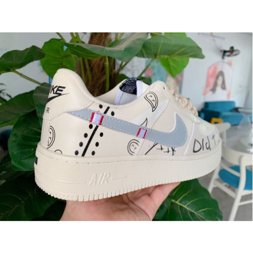 Giày NIKE_ AF1 Be Sữa Nam Nữ, Sneaker Nike_Air Force 1 Low " Brooklyn " Sail Black Full Box Bill