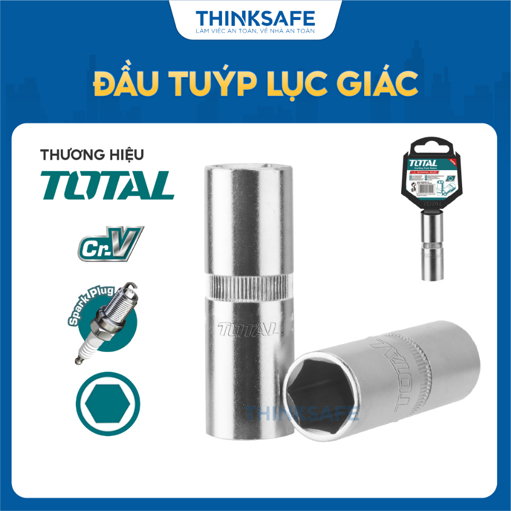 Bộ tuýt mở bugi TOTAL THSPS12166 THSPS12216 16mm và 21mm đầu tuýp lục giác 1/2 inch thép crv bền chịu nhiệt - Thinksafe