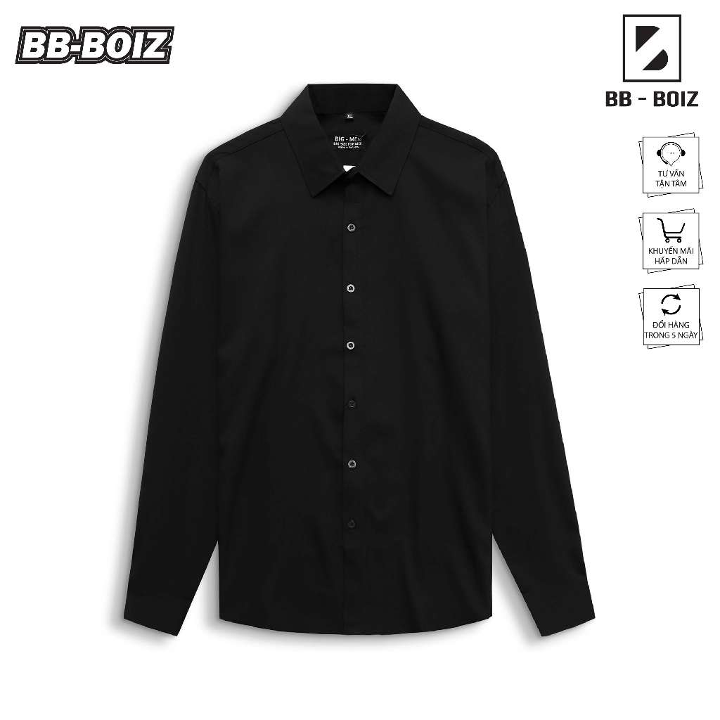 - Áo Sơ Mi Nam Tay Dài Chất Lụa Màu Trắng - Đen From 70kg - 140kg