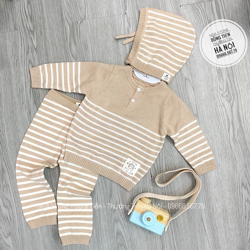 [ LULLABY] Bộ quần áo len cho bé trai bé gái hãng lullaby