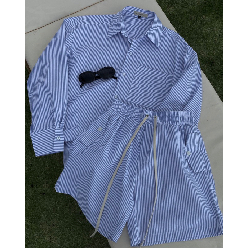 ÁO SƠ TAY DÀI MI OXFORD SỌC - QUẦN SHORT ‘’HYNOTISM’’