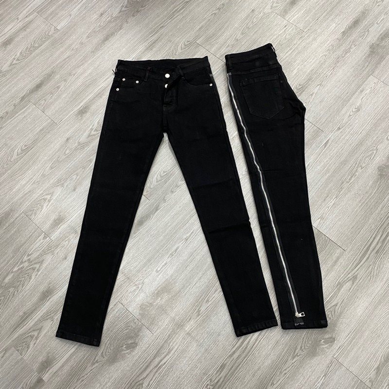 Quần jean khoá dọc đùi khoá dài 4 cúc,quần jean dsq2 khoá dọc đùi dài đen trơn đơn giản