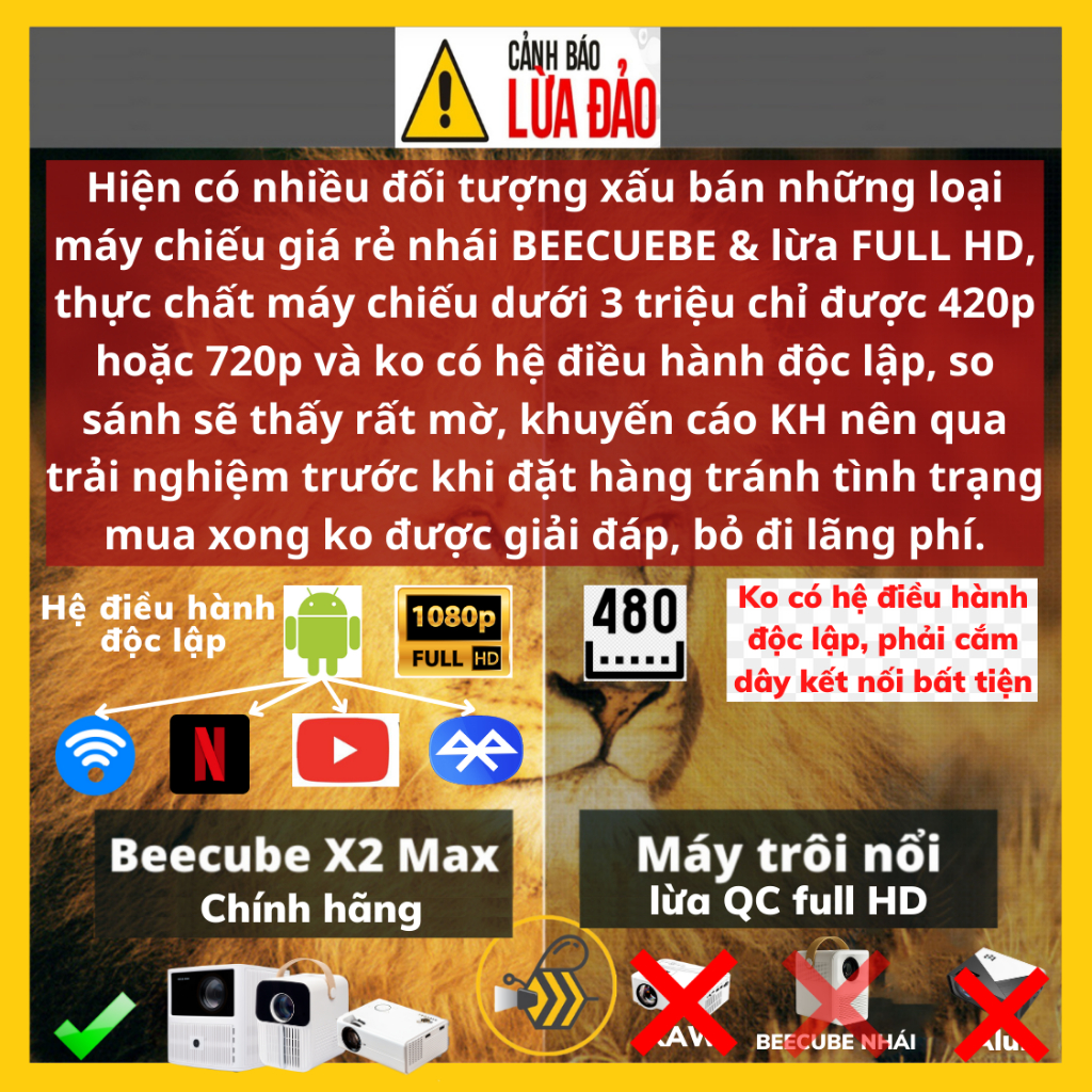 [Mã BMLT50 giảm đến 50K] Máy Chiếu Mini Beecube Chính Hãng Độc Quyền - Bảo hành 12 tháng