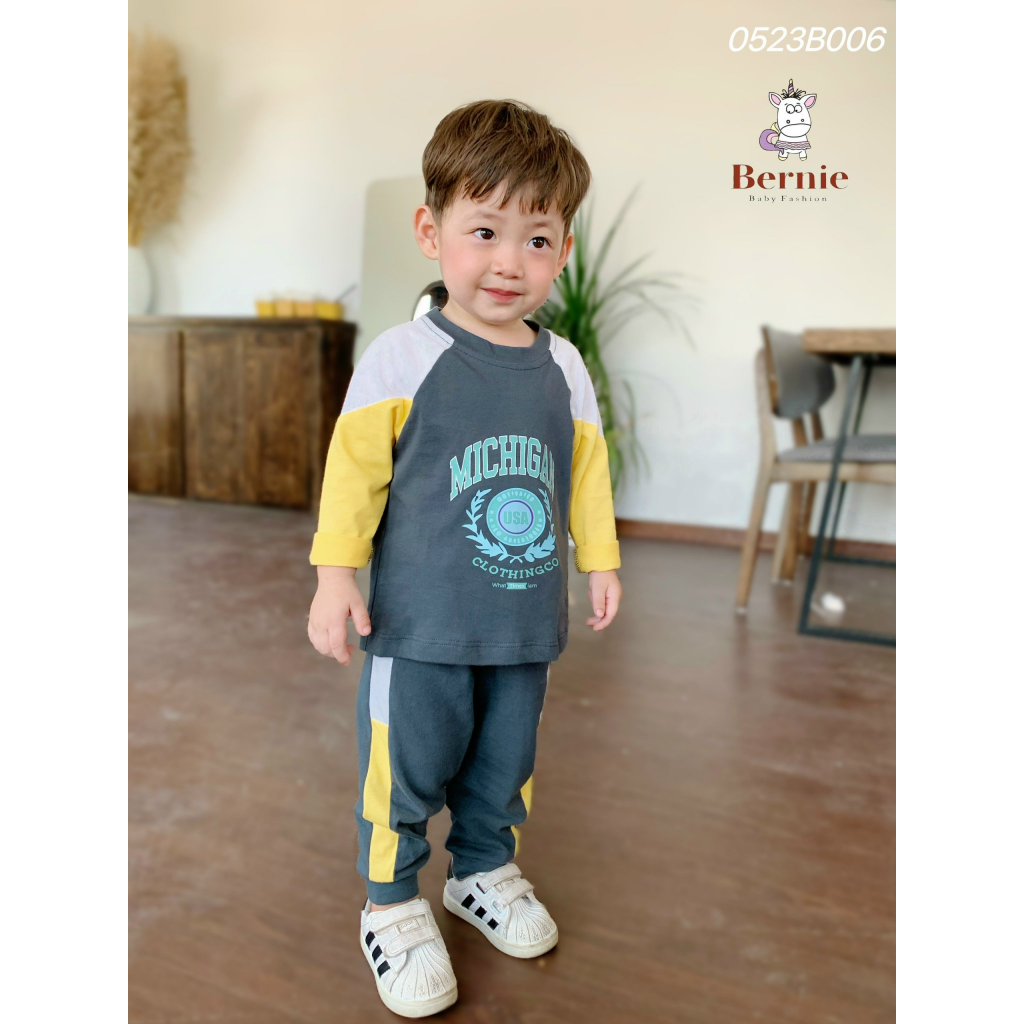 Bộ thu đông bé trai MICHIGAN Bernie - Bộ dài tay bé trai phối màu năng động cho bé 9-23kg- 0523B006