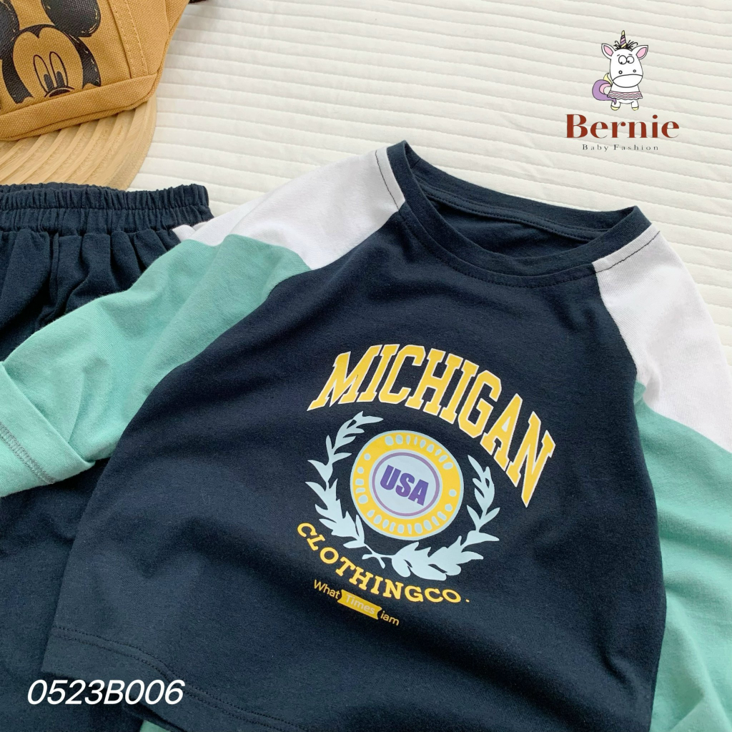 Bộ thu đông bé trai MICHIGAN Bernie - Bộ dài tay bé trai phối màu năng động cho bé 9-23kg- 0523B006
