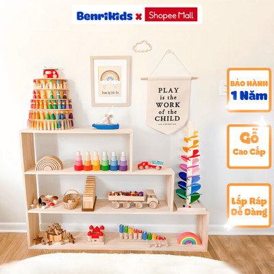 Kệ Tủ Gỗ Đựng Đồ Chơi Montessori  Kích Thước Lớn Trang Trí Phòng Cho Bé - Benrikids