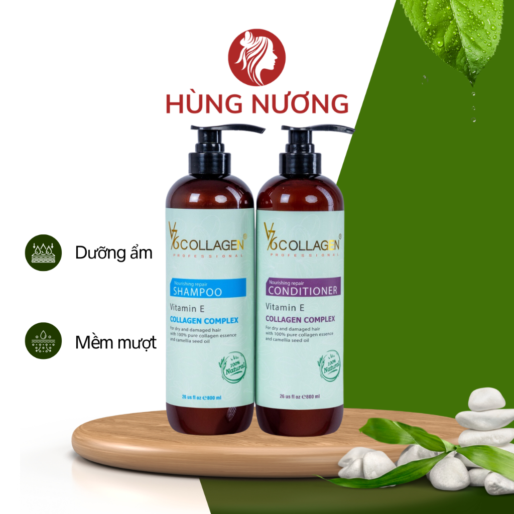 Dầu gội dầu xả V76 Collagen siêu mềm mượt, cung cấp vitamin nuôi dưỡng tóc