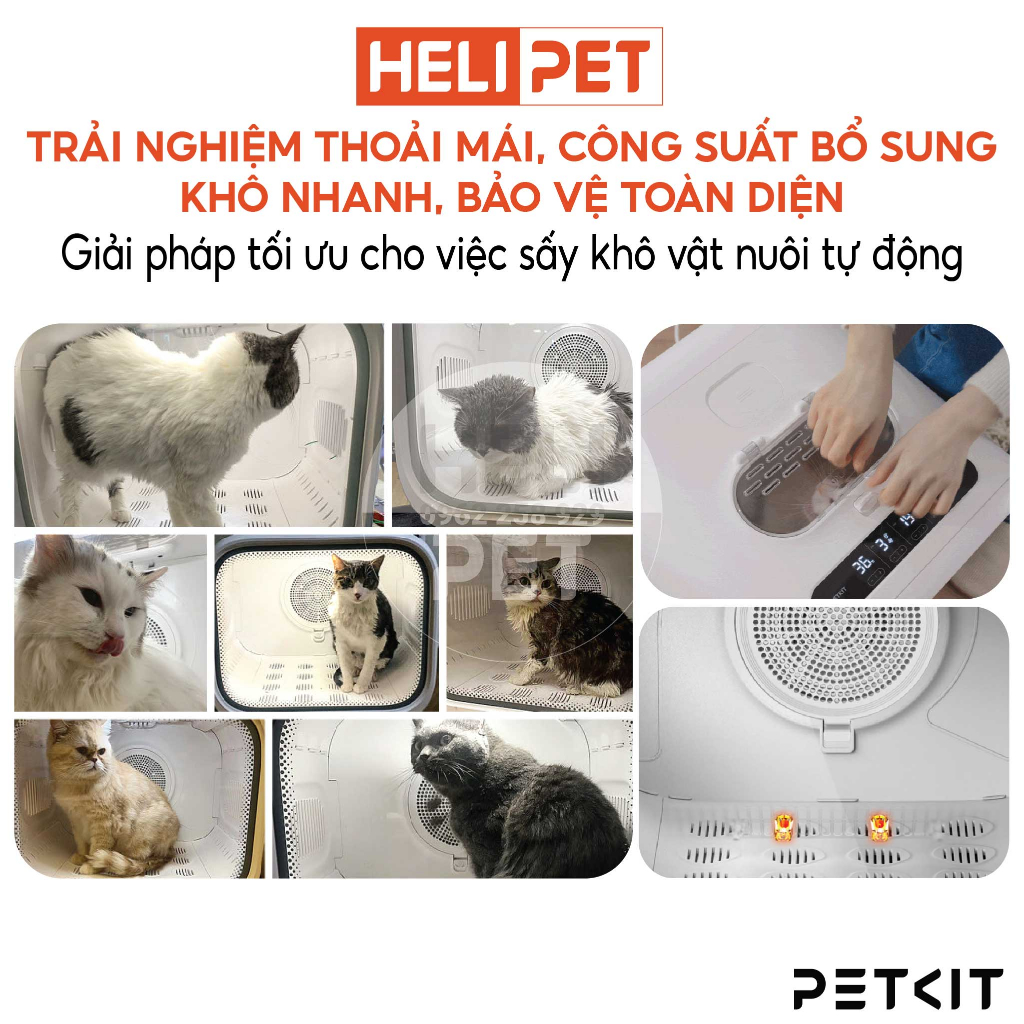 Máy Sấy, Lồng Sấy Lông Chó Mèo Petkit AirSalon Max Pro Ozone