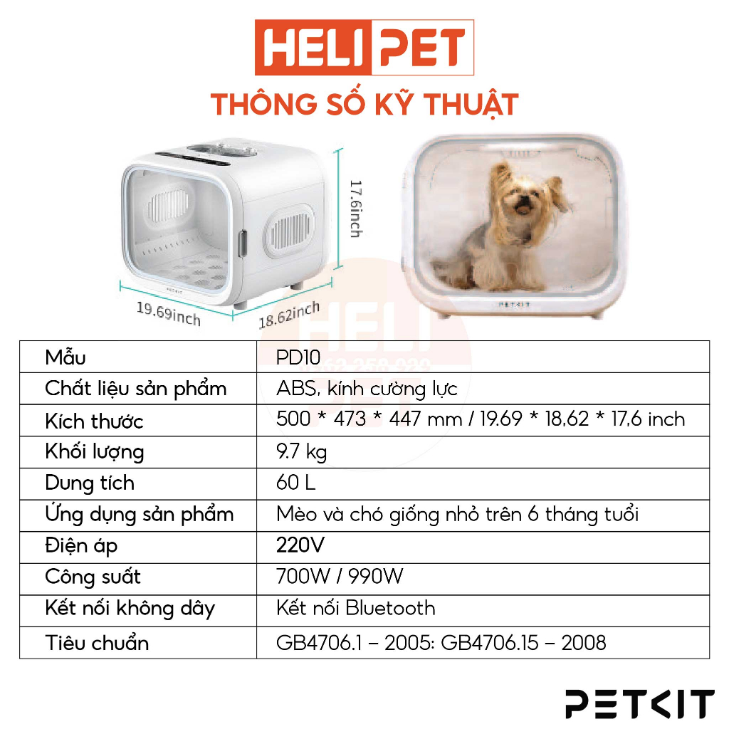 Máy Sấy, Lồng Sấy Lông Chó Mèo Petkit AirSalon Max Pro Ozone