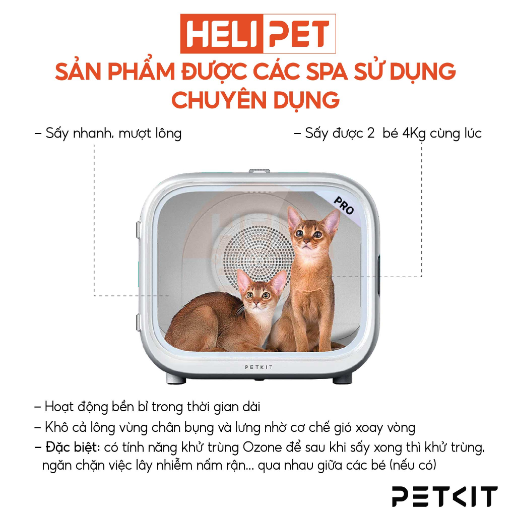 Máy Sấy, Lồng Sấy Lông Chó Mèo Petkit AirSalon Max Pro Ozone