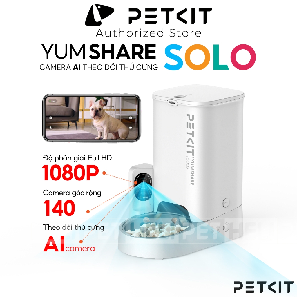 Máy Cho Ăn Tự Động Có Camera, Máy Nhả Hạt Cho Mèo PETKIT Yumshare SOLO - Máy cho ăn thông minh PETKIT Solo