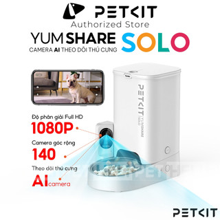Máy cho ăn tự động có camera, máy nhả hạt cho chó mèo petkit yumshare solo - máy cho ăn thông minh petkit solo