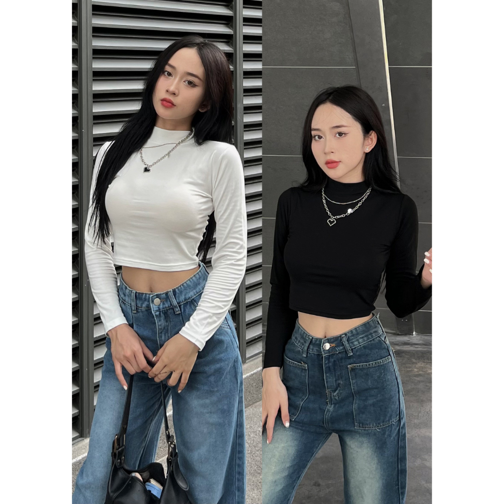 Áo thun nữ croptop cổ lọ - 247store.vn - Aothuncaoco247_P7K7