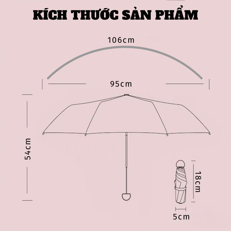 Ô Gấp Gọn Mika Che Mưa Nắng Nan Thép Chắc Chắn Không Gỉ Nhỏ Gọn Bỏ Túi Tiện Lợi