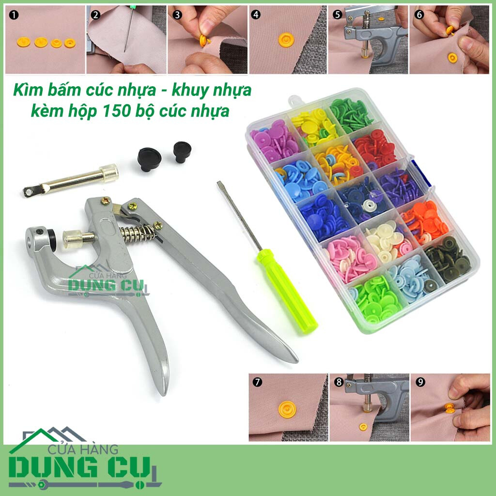 Bộ 312 nút bấm kim loại kèm kìm chuyên dụng cho may vá FREESHIP giá tại xưởng