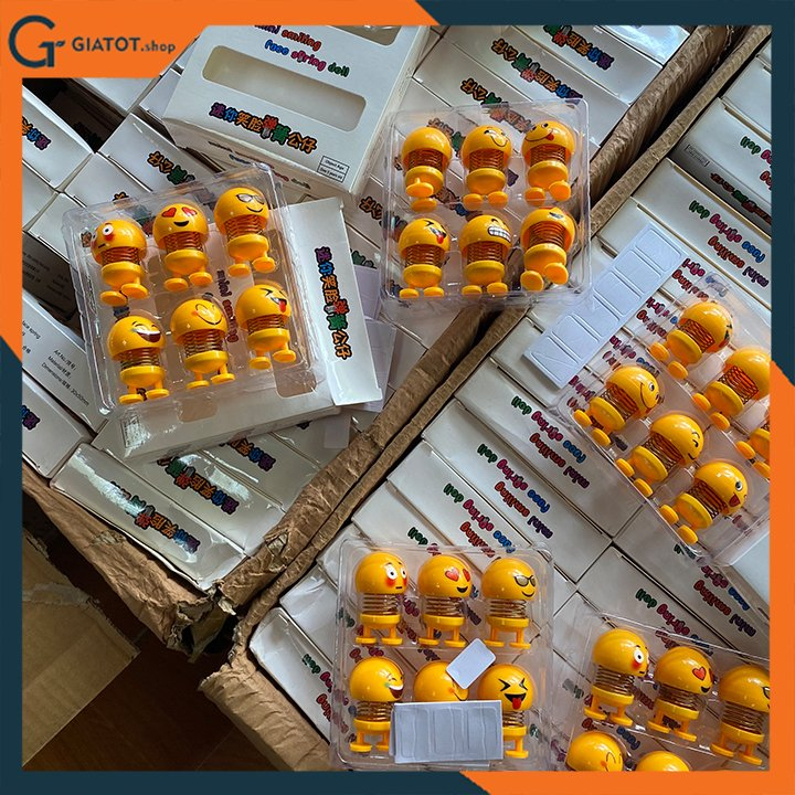 Hộp 6 con thú nhún emoji lò xo mini , sét 6 con thú nhún lò xo cute, có biểu cảm ngộ nghĩnh vui nhộn