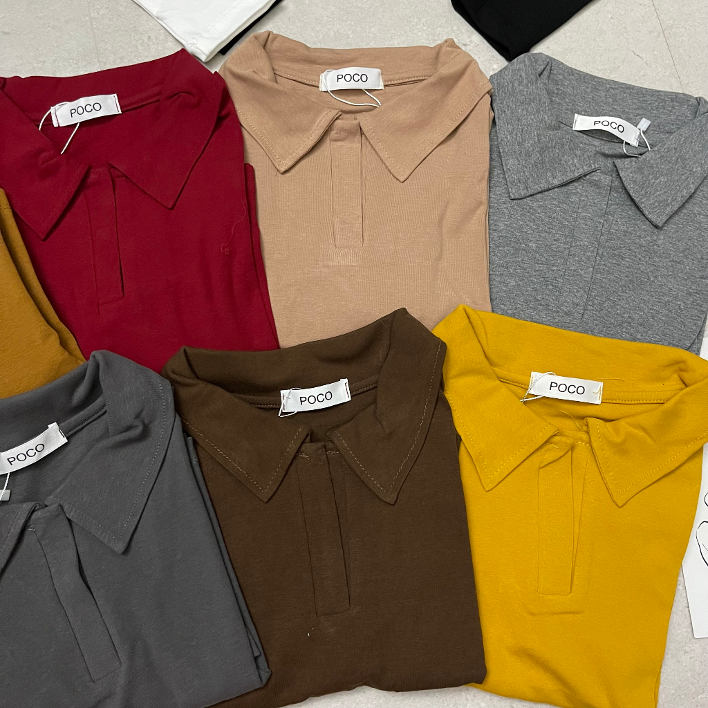Áo Thun Nữ Dài Tay Phối Cổ Sơ Mi Phong Cách Hàn Quốc Freesize GOSS GA269 Áo Phông Nữ Freesize Dạo Phố Mùa Thu Hottrend