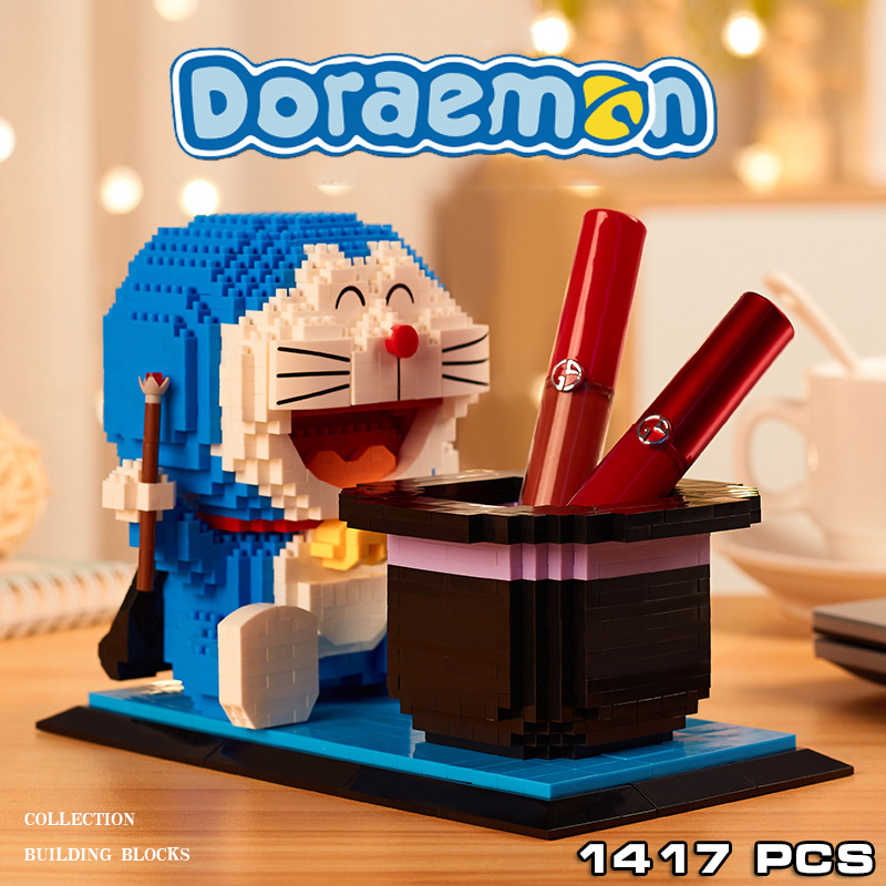 Đồ Chơi Lắp Ráp Kiểu Lego Hộp Đựng Bút Phi Hành Gia,Doraemon,Shin Cậu Bé Bút Chì,Mèo Garfield Với 1300+ Mảnh Ghép